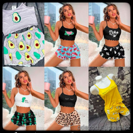 b5-601 Пижама женская двойка: топ и шорты, S-L, 1 пачка (3 шт)