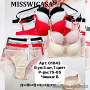 b6-01043 Miss Wicasa Комплект нижнего белья: бюстгальтер и трусики, чашка B, 1 пачка (3 шт)
