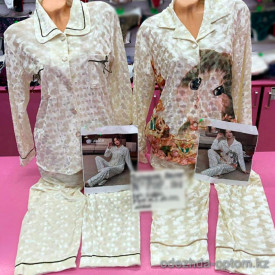 b6-202-201 Комплект женской пижамы 2в1: рубашка и штаны, велюр, M-2XL, 1 пачка (4 шт)