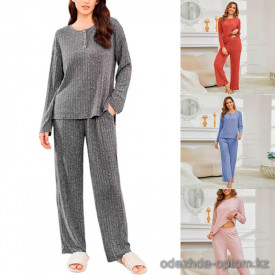 b15-82256 Комплект женской махровой пижамы: кофта и штаны, M-XL, 1 пачка (3 шт)