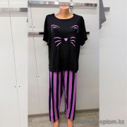 b8-0198 Комплект женской бамбуковой домашней одежды: футболка и штаны, XL-4XL, 1 пачка (4 шт)