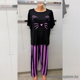 b8-0198 Комплект женской бамбуковой домашней одежды: футболка и штаны, XL-4XL, 1 пачка (4 шт)