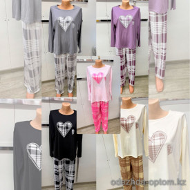 b8-048 Комплект женской бамбуковой домашней одежды: кофта и штаны, XL-4XL, 1 пачка (4 шт)