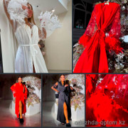 b16-1000 Халат женский в пол с перьями, стандарт (42-46), 1 пачка (3 шт)