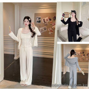 b16-2905 Комплект женской пижамы 3в1: кофта, майка и штаны, M-XL, 1 пачка (3 шт)