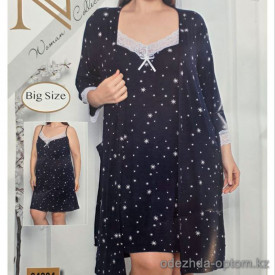 b4-84334 Nicoletta Комплект женской одежды для сна: халат и сорочка, большие размеры, 2XL-5XL, 1 пачка (4 шт)