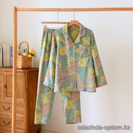 d7-0109 Комплект женской пижамы: рубашка и штаны, M-L, 1 пачка (2 шт)