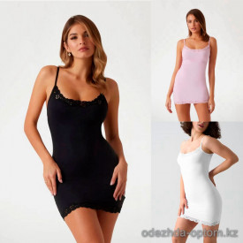 d7-1306 Сорочка женская однотонная на бретельках, S-XL, 1 пачка (4 шт)