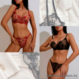 d7-6119 Комплект кружевного нижнего белья: бюстгальтер без поролона и трусики, M-XL, 1 пачка (3 шт)