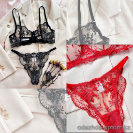 d7-6209 Комплект кружевного нижнего белья: бюстгальтер без поролона и трусики, M-XL, 1 пачка (3 шт)