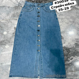 j4-3003 Юбка женская джинсовая на пуговицах, стрейч, 25-29, 1 пачка (5 шт)