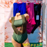 z4-w91 Купальник женский однотонный, S-L, 1 пачка (3 шт)