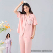 b15-2249 Комплект женской пижамы: рубашка с коротким рукавом и штаны, M-2XL, 1 пачка (4 шт)