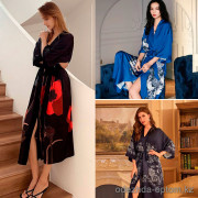 b16-2669-1 Халат женский с принтом длинный, стандарт (42-48), 1 пачка (3 шт)