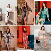 b16-2669-2 Халат женский с принтом длинный, стандарт (42-46), 1 пачка (2 шт)