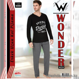 e1-0080 Wonder men Пижама мужская двойка: штаны и кофта, S-3XL, хлопок, 1 пачка (3 шт)