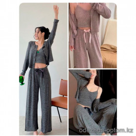 b4-201185 Комплект женской пижамы 3в1: кофта, топ и штаны, M-XL, 1 пачка (3 шт) b4-201185 Комплект женской пижамы 3в1: кофта, топ и штаны, M-XL, 1 пачка (3 шт)