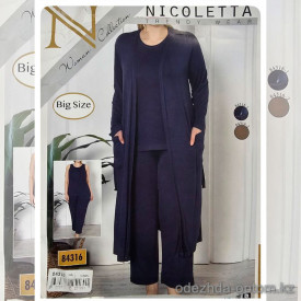 b4-84316 Nicoletta Комплект женской пижамы 3в1, большие размеры, 2XL-5XL, 1 пачка (4 шт)