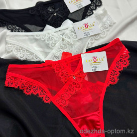 b16-02-1 Lavolle Трусики женские кружевные стринги, M-XL, 1 пачка (12 шт)