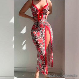 b16-32198 Пеньюар женский длинный с разрезом, S-L, 1 пачка (3 шт)