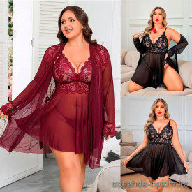 b16-6208 Комплект женской одежды для сна: халат и сорочка, большие размеры, 2XL-4XL, 1 пачка (3 шт)