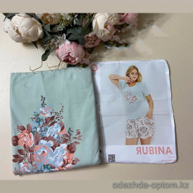 d7-3864 Rubina Пижама женская двойка: футболка и шортики, 2XL-4XL, 1 пачка (3 шт)