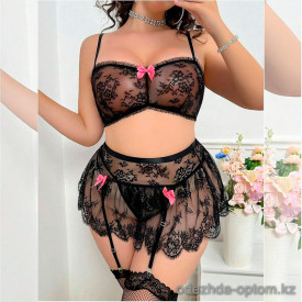 b13-351 Пеньюар для крупных дам кружевной в комплекте с чулками, XL-4XL, 1 пачка (4 шт)