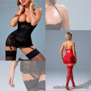 b13-8213-1 Пеньюар женский кружевной в комплекте с чулками, S-L, 1 пачка (3 шт)