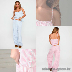 b13-833 Комплект женской одежды для сна: майка на бретельках и штаны, S-XL, 1 пачка (4 шт)