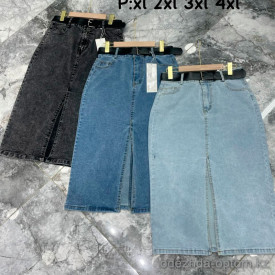 j4-0786-1 Юбка женская джинсовая с разрезом, большие размеры, стрейч, XL-4XL, 1 пачка (4 шт)