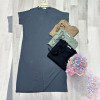 w6-0814 Платье женское однотонное с карманами и пояском, трикотаж, стандарт (42-48), 1 шт