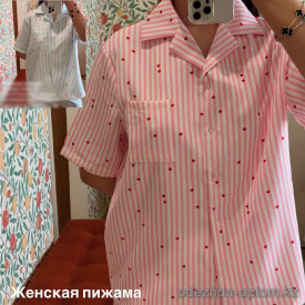 d7-0088-1 Пижама женская: рубашка и шорты, S-XL, 1 пачка (4 шт)