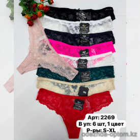 b6-2269-2 Coeur Joie Трусики женские гипюровые стринги, S-XL, 1 пачка (6 шт)
