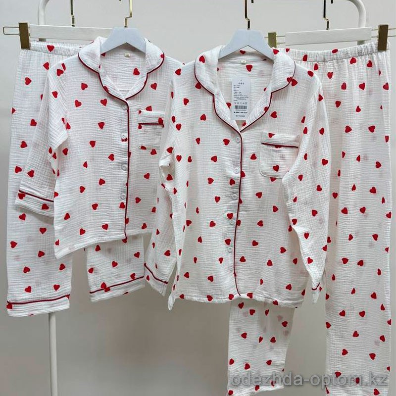 b15-3022-6 Комплект женской муслиновой пижамы: рубашка и штаны, M-XL, 1 пачка (3 шт) b15-3022-6 Комплект женской муслиновой пижамы: рубашка и штаны, M-XL, 1 пачка (3 шт)