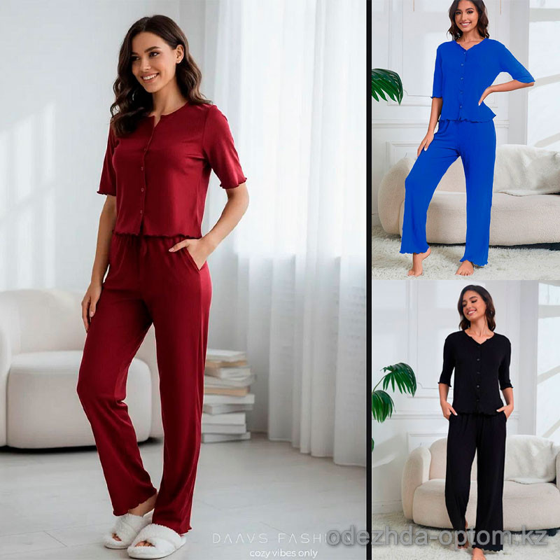 b15-71211 Комплект женской одежды: кофта с коротким рукавом и штаны, S-XL, 1 пачка (4 шт) b15-71211 Комплект женской одежды: кофта с коротким рукавом и штаны, S-XL, 1 пачка (4 шт)