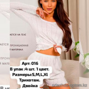 b6-016-3 Комплект женской трикотажной пижамы: кофта и шорты, S-XL, 1 пачка (4 шт)