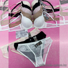 b6-88601-1 Biweier Комплект кружевного нижнего белья: бюстгальтер с корректором и трусики, чашка B, 1 пачка (6 шт)