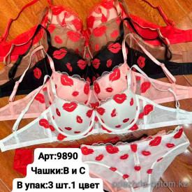 b6-9890 Комплект нижнего белья: бюстгальтер на среднем поролоне и трусики, 1 пачка (3 шт)