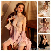 b18-422 Пеньюар женский в комплекте с халатом, S-L, 1 пачка (3 шт)