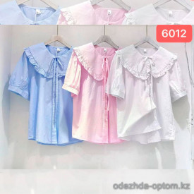 w35-6012 Рубашка женская с широким воротником однотонная, лен, стандарт, 1 шт