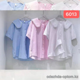 w35-6013 Рубашка женская с широким воротником однотонная, лен, стандарт, 1 шт
