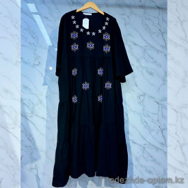 w44-0109 Платье женское с вышивкой, стандарт (до 50), хлопок, 1 шт