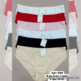 b6-999-5 Трусики женские однотонные, M-XL, 1 пачка (6 шт)