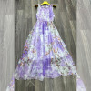 w5-1027 Платье женское длинное с орнаментом без рукавов, стандарт, шифон, 1 шт