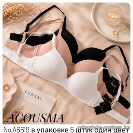 b4-A6619 Acousma Бюстгальтер без косточек на тонком поролоне, 1 пачка (6 шт)