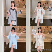 b16-6813-3 Комплект женской пижамы 3в1: халат, майка и шорты, M-XL, 1 пачка (3 шт)