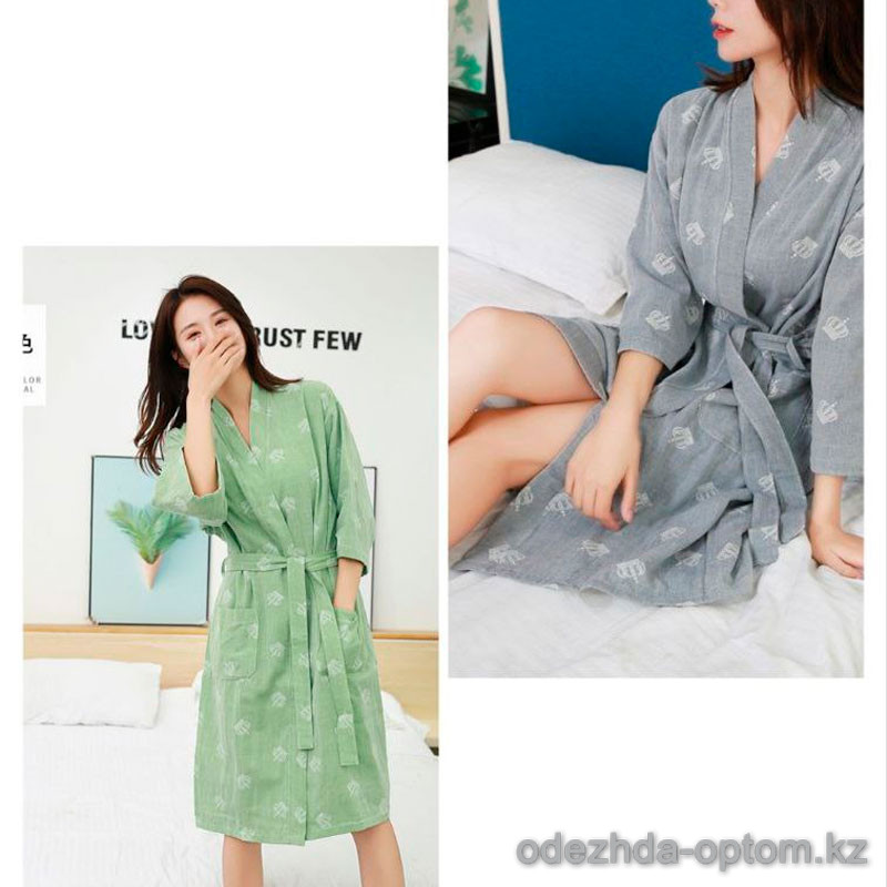 b4-3312 Халат женский муслиновый с длинными рукавами, стандарт (L), 1 пачка (3 шт) b4-3312 Халат женский муслиновый с длинными рукавами, стандарт (L), 1 пачка (3 шт)