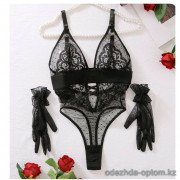 b4-3771 Боди женское кружевное в комплекте с перчатками, M-L, 1 пачка (3 шт)