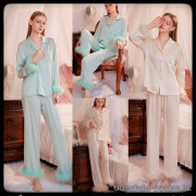 b5-27017 Комплект женской пижамы: рубашка и штаны, M-XL, 1 пачка (3 шт)