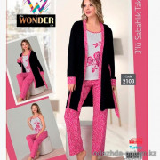 e1-2103-1 Miss WONDER Life Комплект женской домашней одежды: майка, халат и штаны, стандарт, cotton, 1 шт